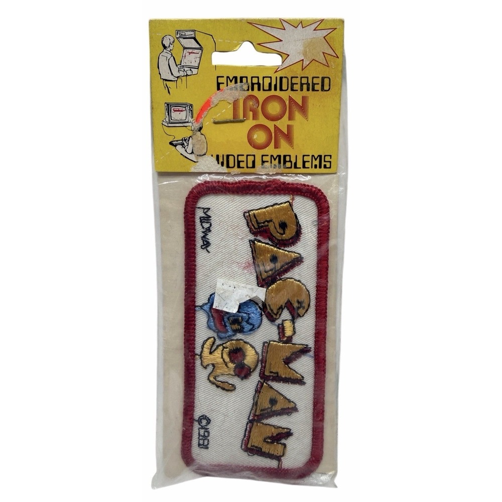 Vintage PAC-MAN Embroidered‎ Iron-On Patch - NEW Old Stock - 1982 Joy Insignia